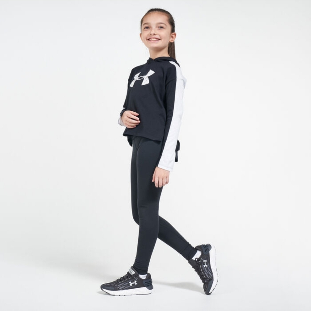 Under Armour Big Girls Favorites Jersey Hoodie Size L Loose Fit Black White